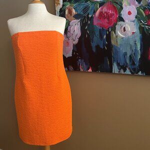 Topshop Strapless Orange Mini Dress Women's Size 12